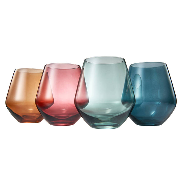 Stemless Crystal Wine Glass Set of 4