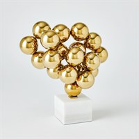 Sphere Sculpture-Brass w/White Marble