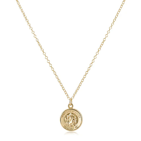 16" Necklace Gold - Protection Small Gold Disc