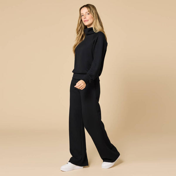 Athleisure DreamTech Mock Neck with Pleat Pant for Women: Espresso / L