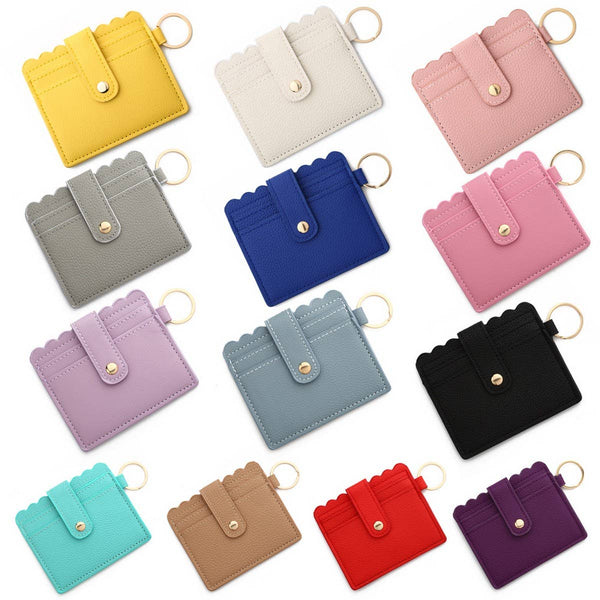 Multi-Card PU Wallet with Keychain & Coin Pocket_CWAB4937: BEIGE / (OS) 1
