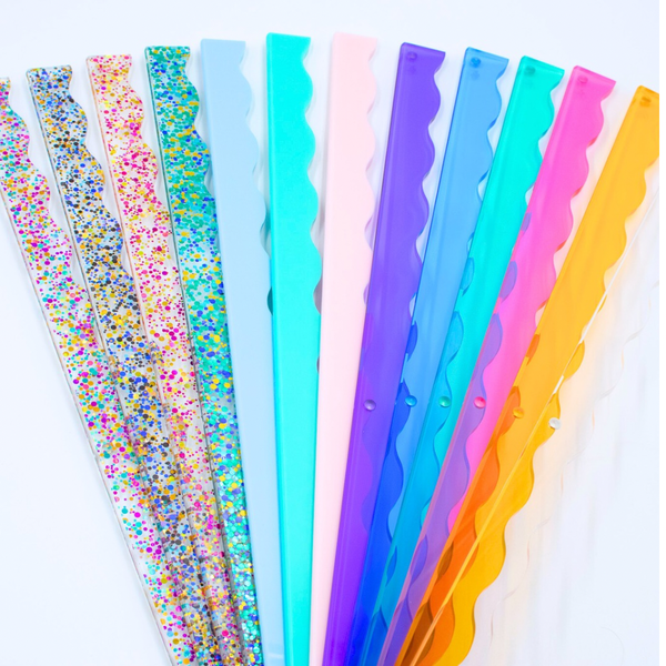 Wavy Bright Purple MAHJONG RACK PUSHER ADD ON-MAGNETIC | Premium Acrylic Set(4):Transparent