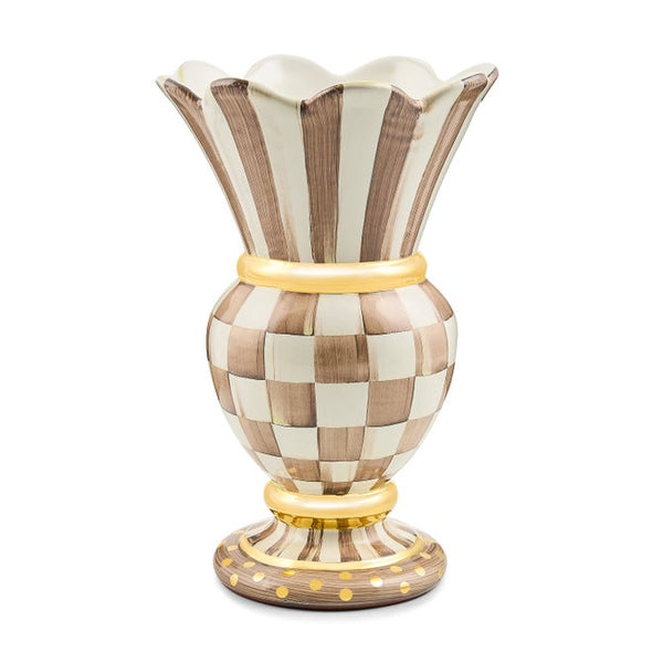 Mocha Check Ceramic Great Vase