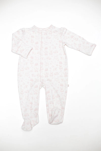 Puff Sleeve Snap Romper - Nursery Toile (Pink)