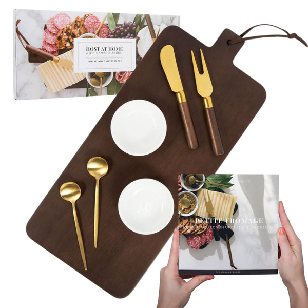 7 Piece Charcuterie Board Gift Set, Brown: Brown