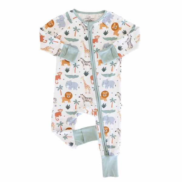 Safari Snuggles Convertible Zip Romper: 6-12 months