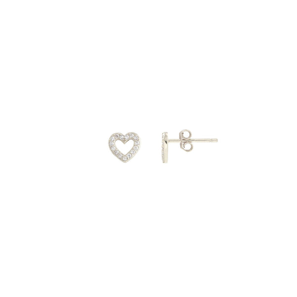 Heart Crystal Outline Stud Earrings 18K Gold Vermeil | Sterling Silver CZ Crystals Nickel Free Hypoallergenic Ships from CA: Sterling Silver