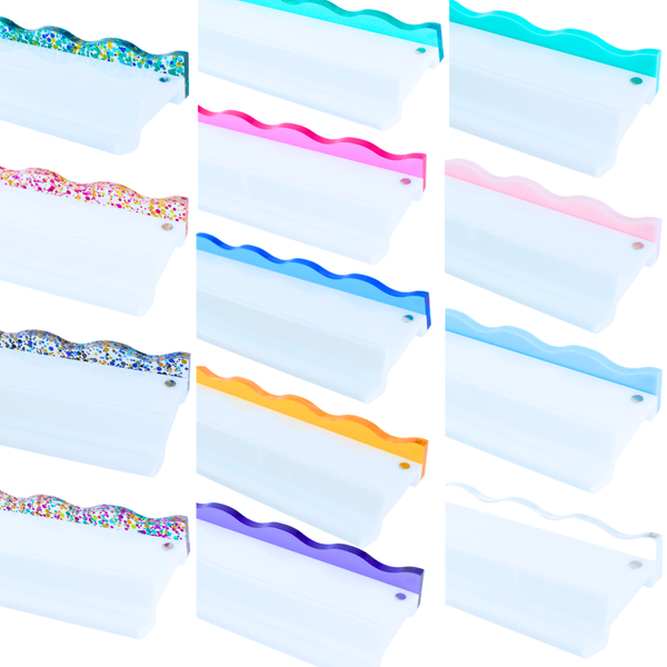 Wavy Bright Purple MAHJONG RACK PUSHER ADD ON-MAGNETIC | Premium Acrylic Set(4):Transparent