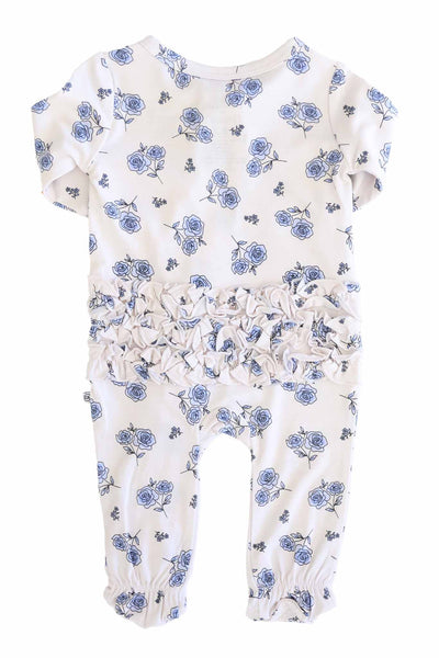 Sapphire Garden Ruffle Zipper Footie: 3-6 months