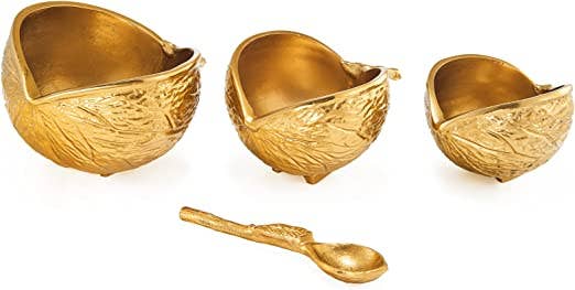 Brass Gold Chestnut Decorative Bowls - Set of 3