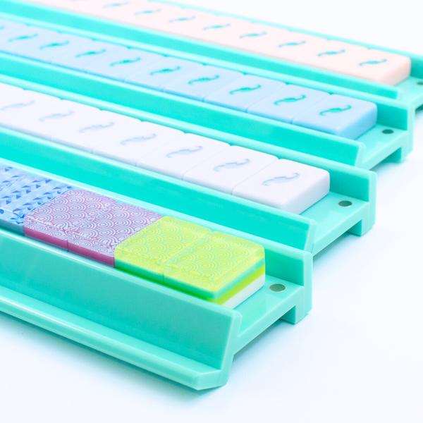 MAHJONG RACKS | Premium Acrylic | 4 Racks + 4 Pushers: Transparent Clear