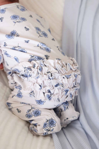 Sapphire Garden Ruffle Zipper Footie: 3-6 months