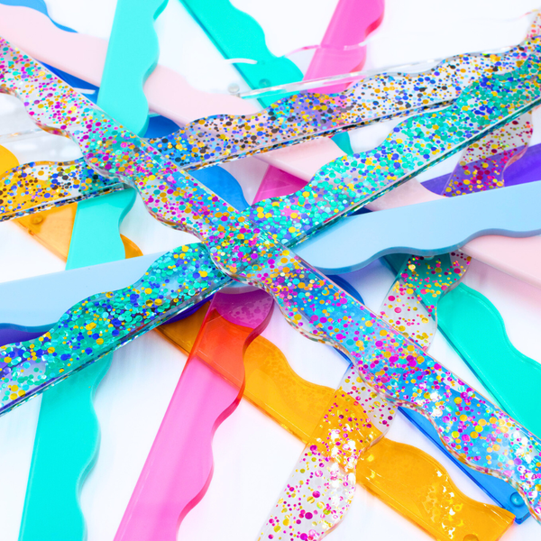 Wavy Bright Purple MAHJONG RACK PUSHER ADD ON-MAGNETIC | Premium Acrylic Set(4):Transparent