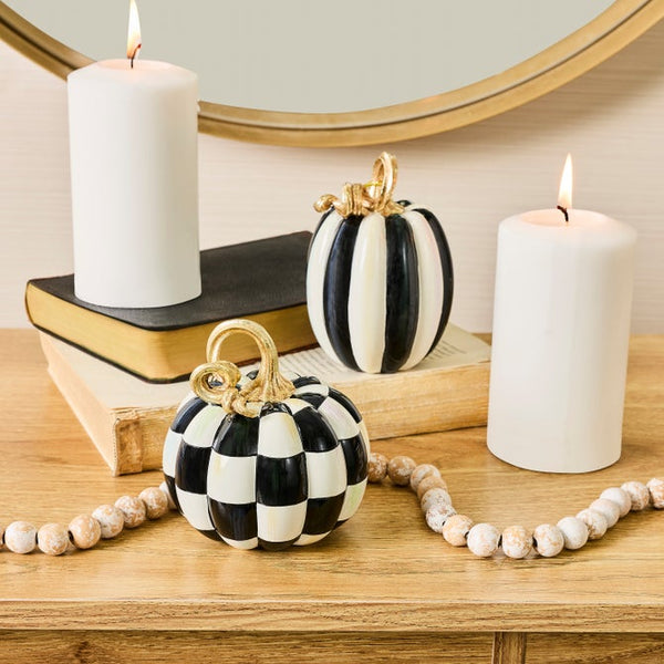 Courtly Check & Stripe Petite Pumpkins -Set of 2