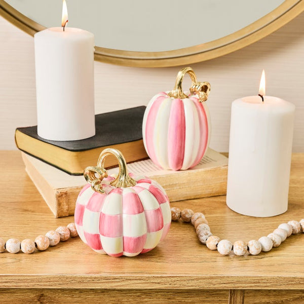 Bubblegum Check & Stripe Petite Pumpkins -Set of 2