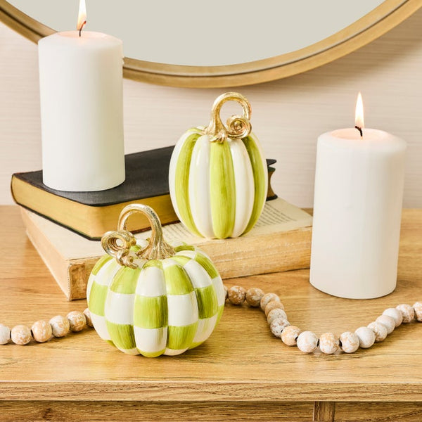 Moss Check & Stripe Petite Pumpkins -Set of 2