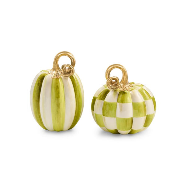 Moss Check & Stripe Petite Pumpkins -Set of 2