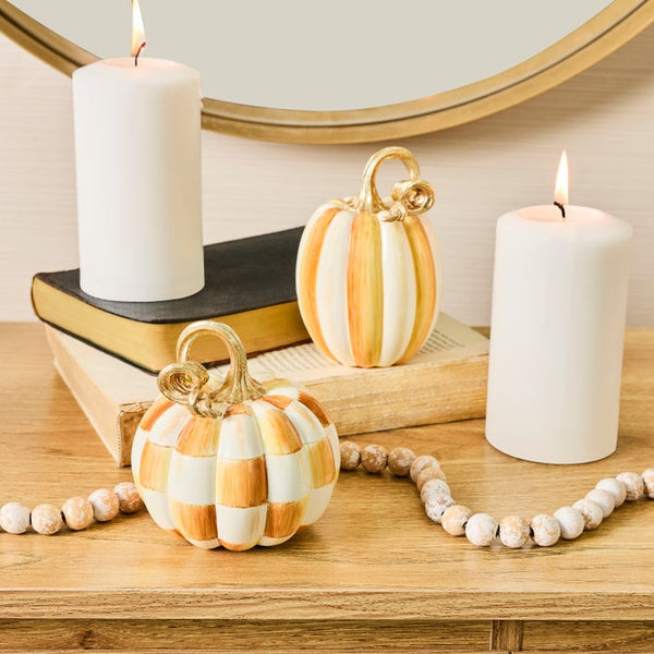 Amber Check & Stripe Petite Pumpkins -Set of 2