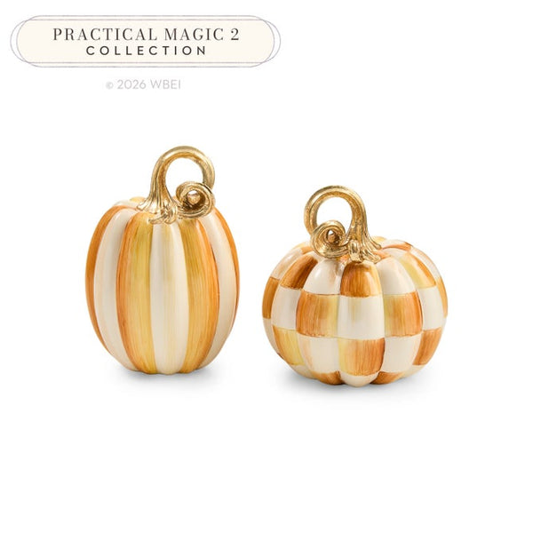 Amber Check & Stripe Petite Pumpkins -Set of 2