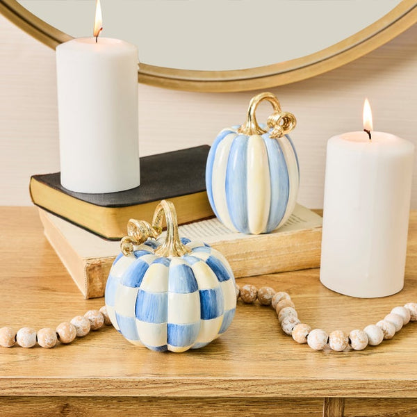 Royal Check & Stripe Petite Pumpkins -Set of 2