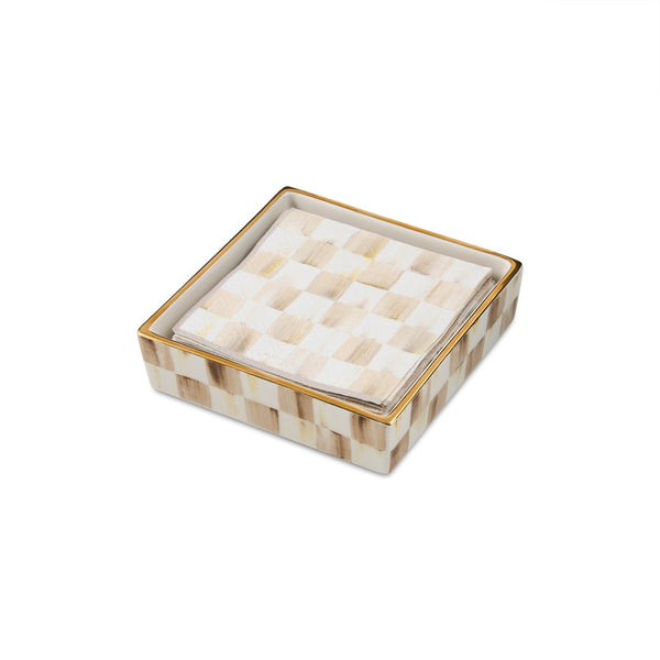 Mocha Check Cocktail Napkin Holder