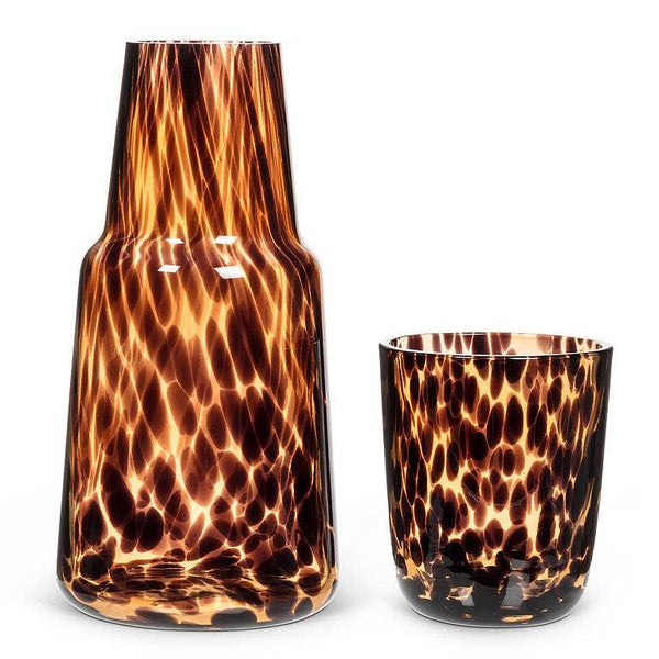 Fused Dots Bedside Carafe & Cup-8.5"H(24oz): Amber
