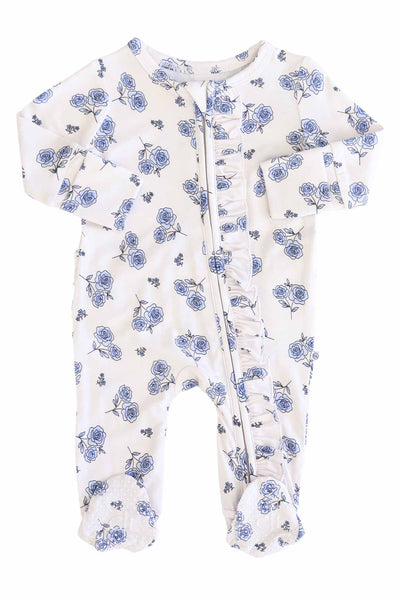 Sapphire Garden Ruffle Zipper Footie: 6-9 months