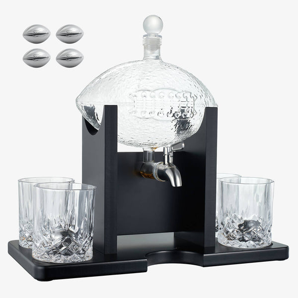 Football Decanter Set with 4 Glasses | 1400mL
