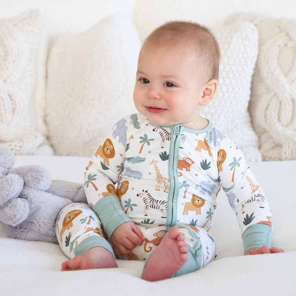 Safari Snuggles Convertible Zip Romper: 6-12 months