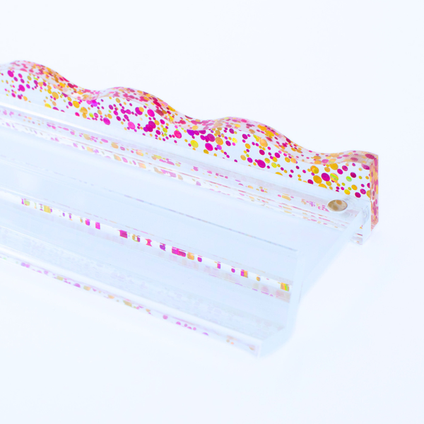 MAHJONG RACK PUSHER ADD ON-MAGNETIC | Premium Acrylic Set(4): Transparent-Wavy-Bright Pink