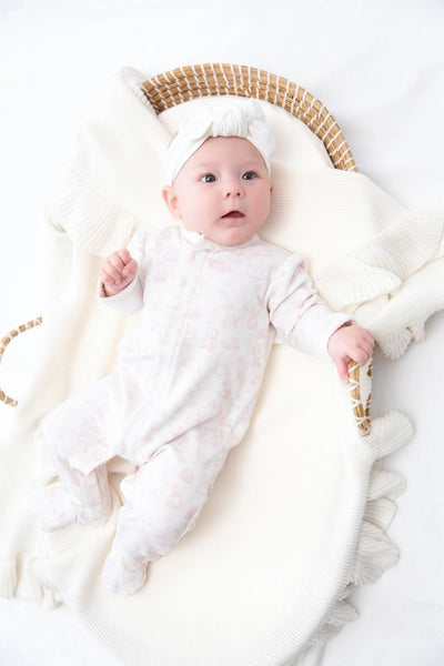Puff Sleeve Snap Romper - Nursery Toile (Pink)