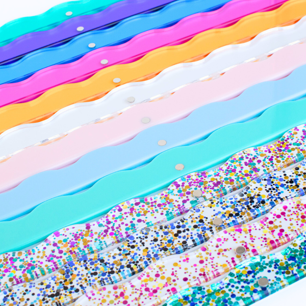 MAHJONG RACK PUSHER ADD ON-MAGNETIC | Premium Acrylic Set(4): Transparent-Wavy-Bright Pink