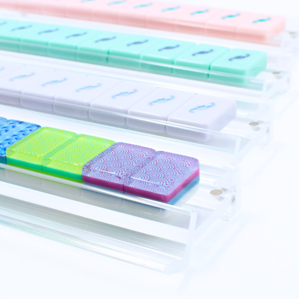 MAHJONG RACKS | Premium Acrylic | 4 Racks + 4 Pushers: Transparent Clear
