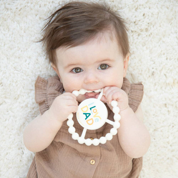 I Love Dad Happy Teether: Off White