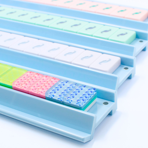 MAHJONG RACKS | Premium Acrylic | 4 Racks + 4 Pushers: Transparent Clear
