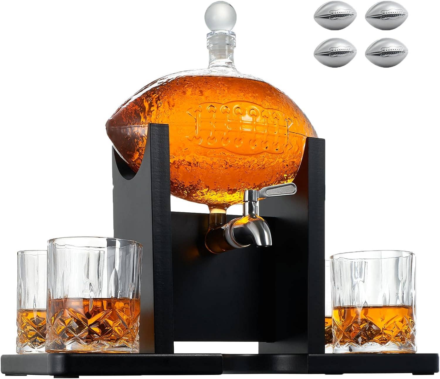 Football Decanter Set with 4 Glasses | 1400mL