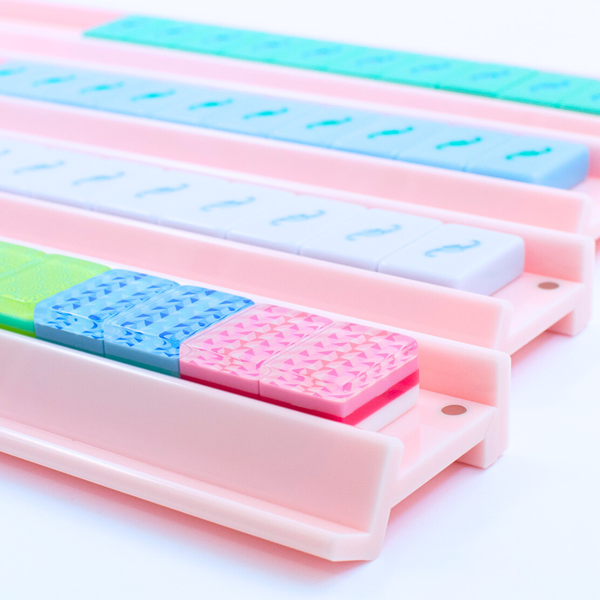 MAHJONG RACKS | Premium Acrylic | 4 Racks + 4 Pushers: Transparent Clear