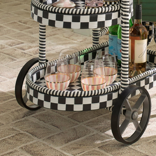 Rosy Stripe Stemless Wine Glass