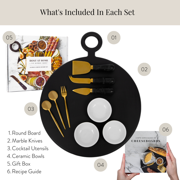 10 Piece Black Charcuterie Board Set