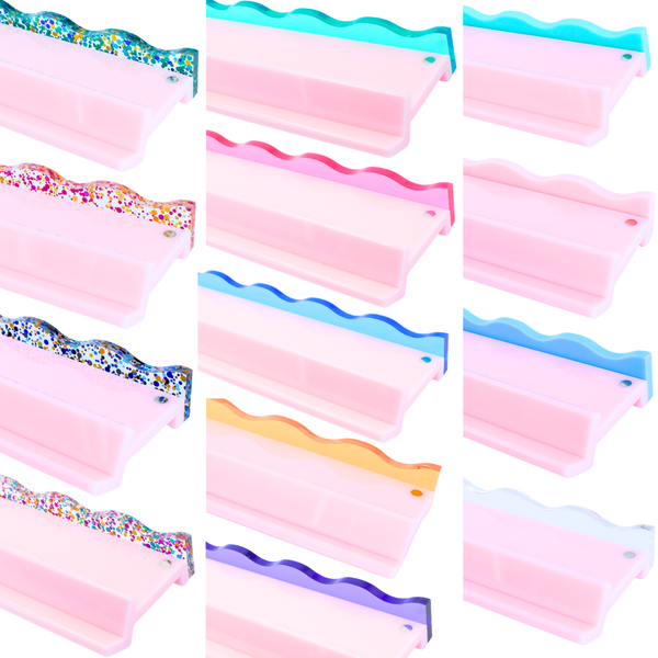 MAHJONG RACK PUSHER ADD ON-MAGNETIC | Premium Acrylic Set(4): Transparent-Wavy-Bright Pink