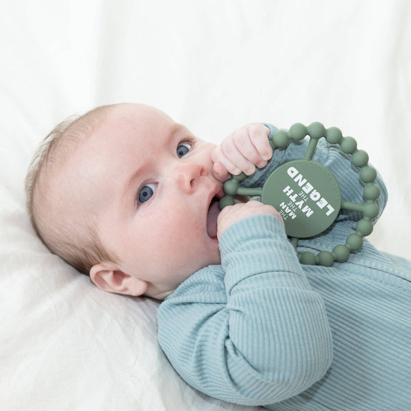 Man Myth Legend Happy Teether: Green