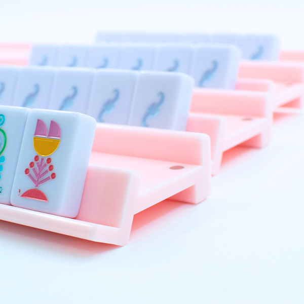 MAHJONG RACKS | Premium Acrylic | 4 Racks + 4 Pushers: Transparent Clear
