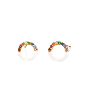 Rainbow Arc Crystal Stud Earrings: 18K Gold Vermeil