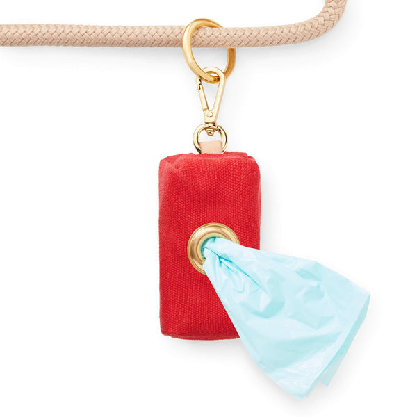 Ruby Valentine's Day Waxed Canvas Poop Bag Dispenser: Red