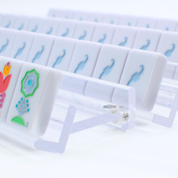 MAHJONG RACKS | Premium Acrylic | 4 Racks + 4 Pushers: Transparent Clear