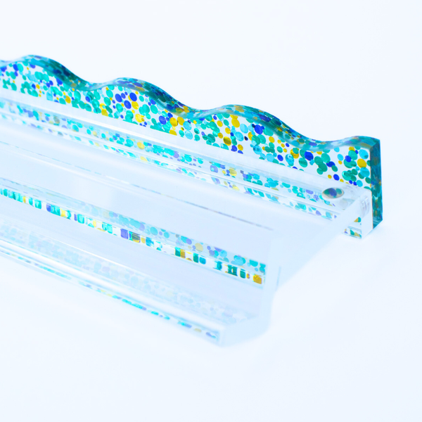 MAHJONG RACK PUSHER ADD ON-MAGNETIC | Premium Acrylic Set(4): Transparent-Wavy-Bright Pink