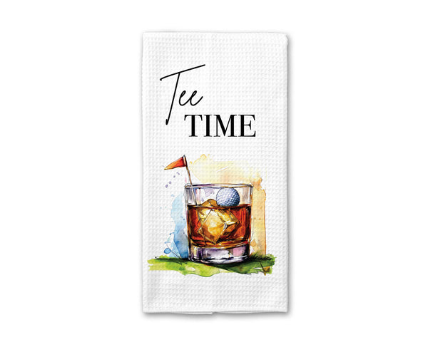Tee Time Golf Towel, Golfing Decor, Waffle Weave Towel: Transparent Cellophane Sleeve