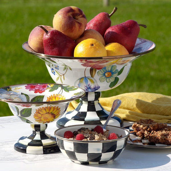 White Flower Market Large Compote