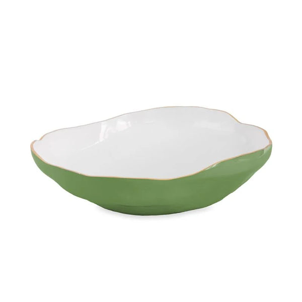 Encanto Nuevo Large Bowl - Leaf Green & White