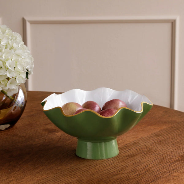 Encanto Carola Small Pedestal - Leaf Green & White